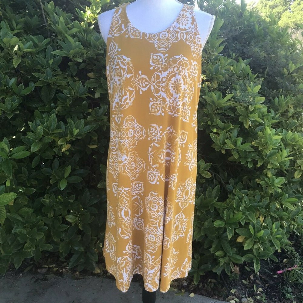James & Leopold Sleeveless Racerback Dress Stretch Size Medium Golden Yellow